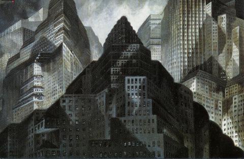 Fritz Lang, Metropolis (1925/26), Morgendämmerung (Trickzeichnung), Skizze: Erich Kettelhut