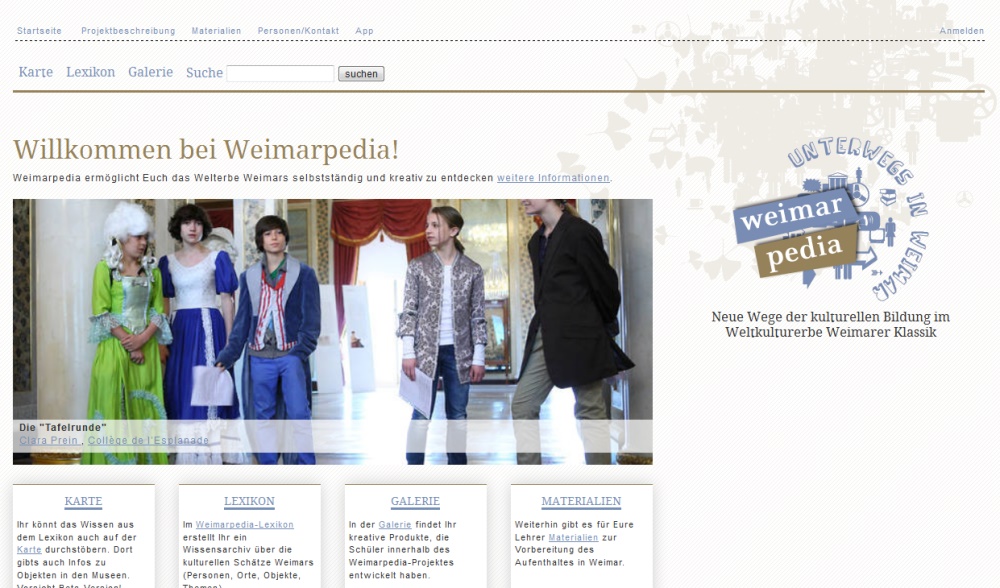 Weimarpedia - Screenshot der Website